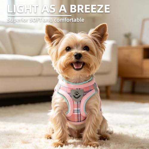 Dog Harness Collar and Leash Set No Pull for Small Medium Sized (Pink / M (CHEST 16"-18"))