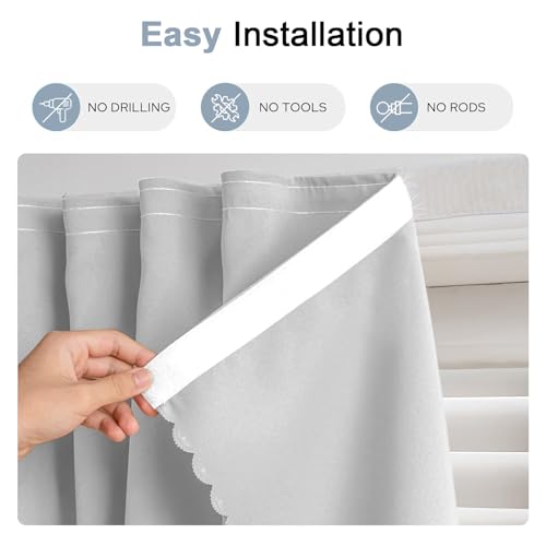 Blackout Curtains Adhesive (59"W x 96"L (Pack of 1) / Light Grey)