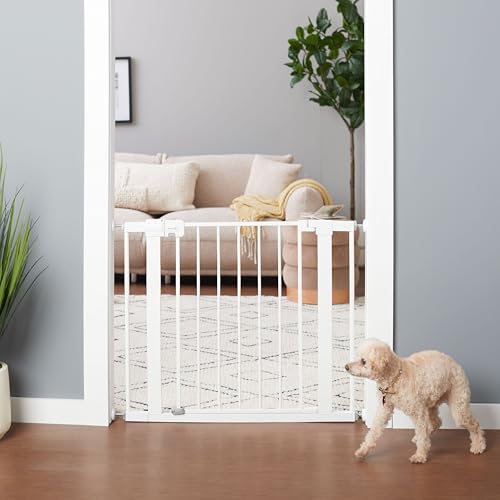 Easy Install Walk Thru Baby Gate for Doorway With Door (1-Pack / 29" to 38" Wide x 28" Tall / White)
