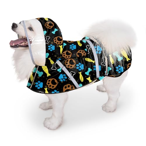 Dog Raincoats (Paw Black / Large)