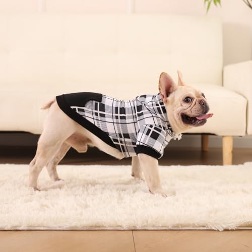Plaid Dog Hoodie (Medium / Black & White)