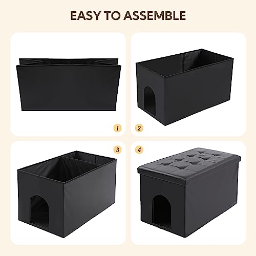 Cat Litter Box Enclosure Furniture Odor Control (XXL L35.4'' x W19.7'' x H19.7'' / Black)