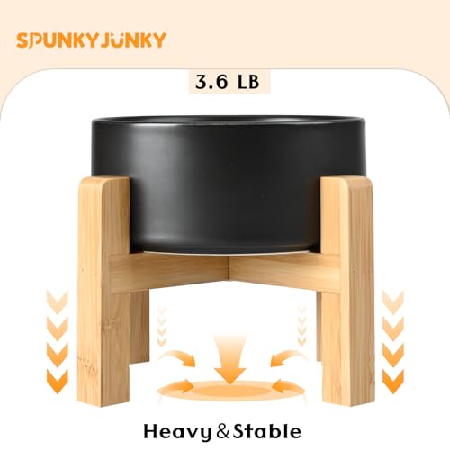 Ceramic Elevated Dog Bowls 2 Pack (Large - 7.6 CUPS*2 / Black)