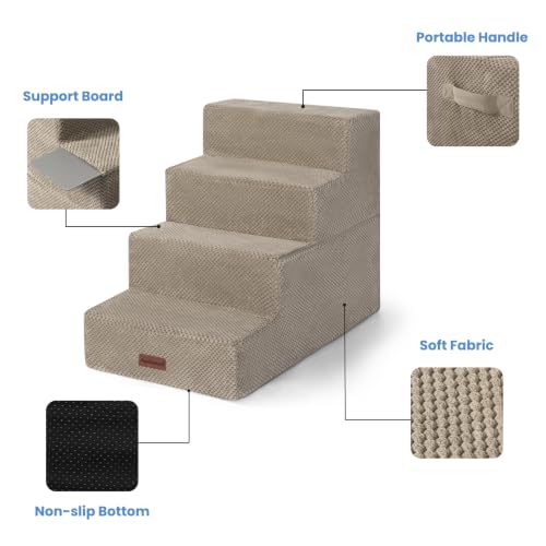 Dog Steps for Bed & Couch (Khaki / 4-Step 18.5" H)