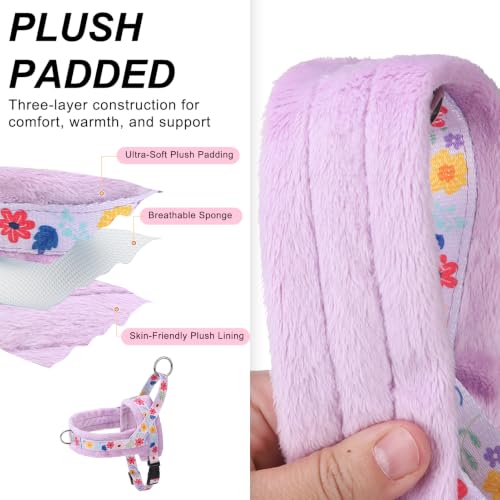 Small Dog Harness and Leash Set (Dark Purple / S: Chest 17.5"-22")