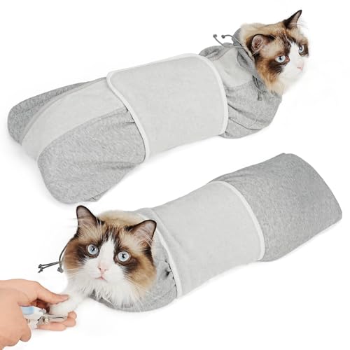 Cat Grooming Wrap for Cutting Nails (S: ( 6-11LB ) / Grey)