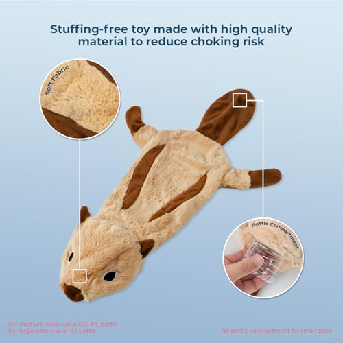 2-in-1 Stuffless Squeaky Dog Toy - Squirrel, Small (Squirrel / Small)