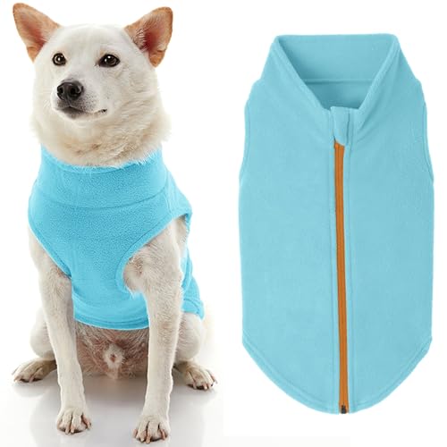 Zip Up Fleece Dog Sweater (2X-Large chest (~25.5") / Turquoise)