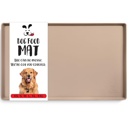 Dog Food Mat Waterproof Dog Bowl Mat for Food and Water (23.6"L x 15.7"W / Taupe)