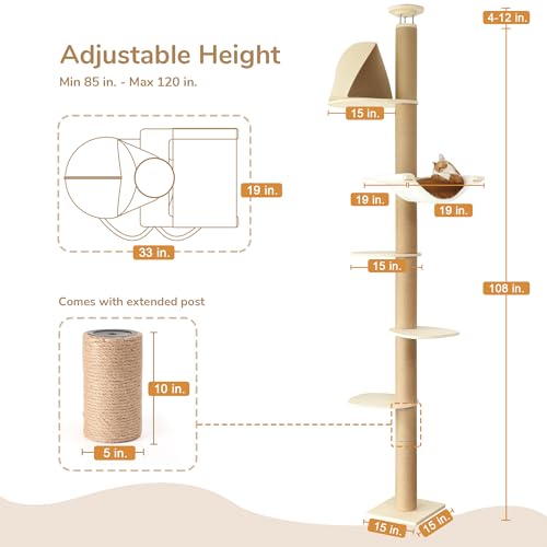 Floor to Ceiling Cat Tree (Beige)