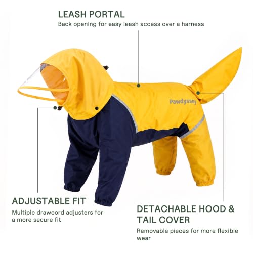Full Body Dog Raincoat with Detachable Hood (Bright Yellow / X-Large)
