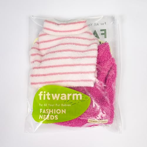 2 Pack Striped Fleece Dog Sweater (XX-Large / White-Pink)
