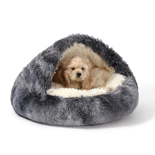 Hooded Donut Bed (Bandhnu Dark grey / Small 19.6'')