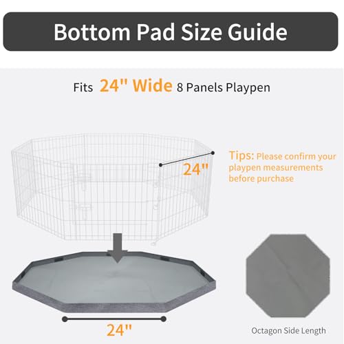 Bottom Cover Mat for Dog Playpen Pen Water (Gray / Fits 24"W Octagon Playpen)