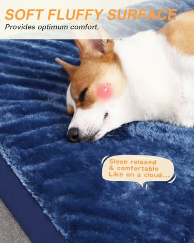 Orthopedic Dog Bed for Medium Dogs with Waterproof Lining (Blue / 29.0"L x 18.0"W x 3.0"Th)