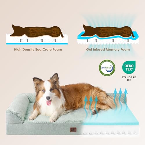 XXL Dog Bed Memory Foam (Greyish Green / 48.0"L x 35.0"W x 7.5"Th)