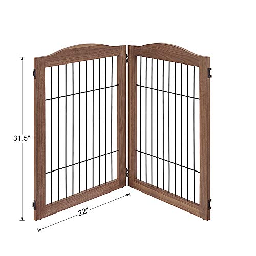 44" Wide and 31.5" Height Dog Gate and Extension Kit (Walnut / 44"W×31.5"H)
