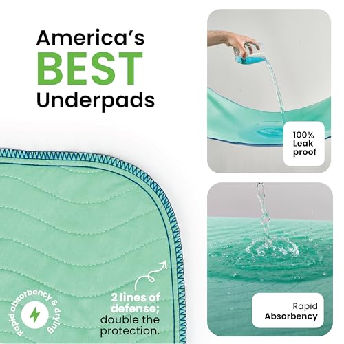 Washable Underpads (Green / 34"x36" (Pack of 4))