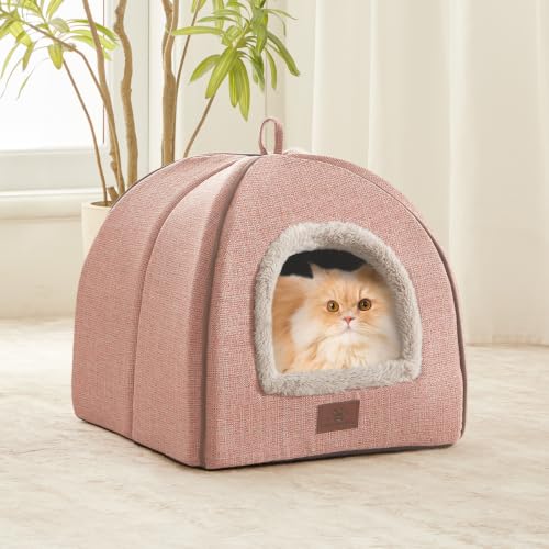 Cat Beds for Indoor Cats (Light Pink / L(17.5 x 17.5 x 17.5 Inch))