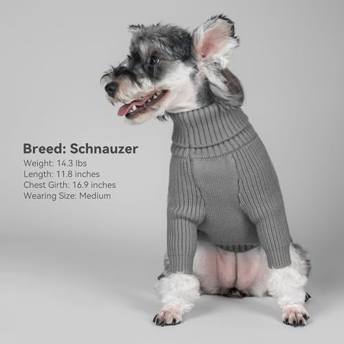 Dog Sweater Long Sleeve Warm Sweaters for Small Dogs Boy Girl Cats (Grey / Medium)