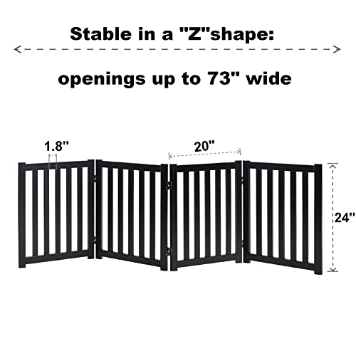 Wooden Free Standing Dog Gate 80" W x 24" H (Black / 80"W x 24"H)