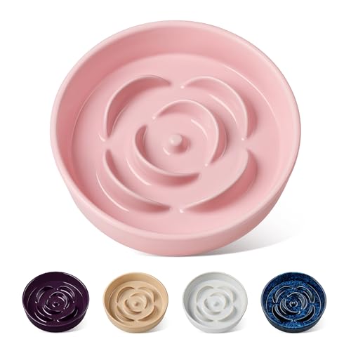 Ceramic Slow Feeder Dog Bowl (S - 0.6 Cups / Pink)