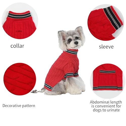 Small Medium Dog Sweater (Striped Red / Medium)