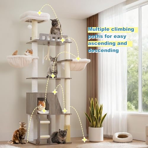 Wooden Cat Tree (Rustic Gray)