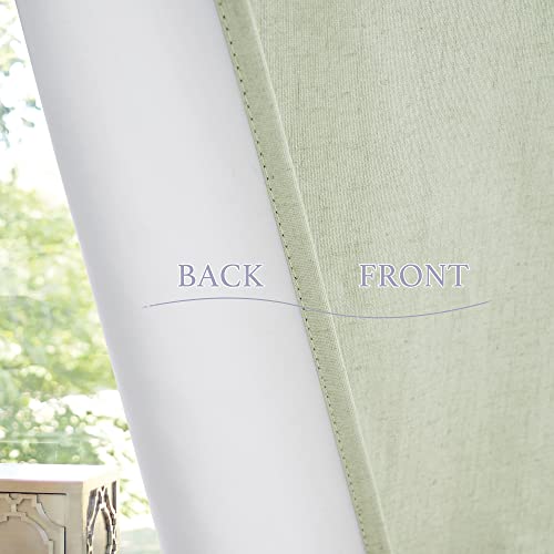 Natural Linen Textured French Door Window Curtains 100% Blackout (Light Sage / 26"W x 80"L (Pack of 1))