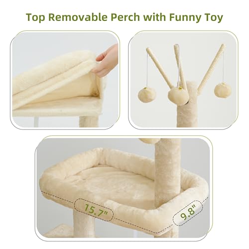 Cat Tree Tower for Indoor Cats (47.24 inches / Beige)