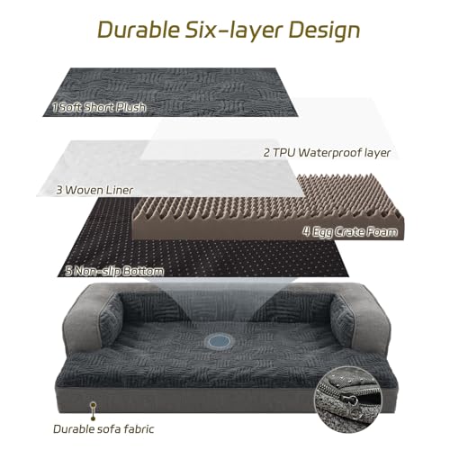 Orthopedic Dog Beds for Large Dogs (Gray / Medium:(31"L x 25"W x 6.5"Th))