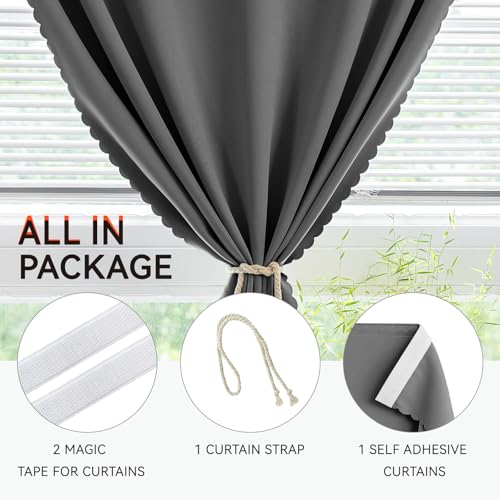 Self Adhesive Blackout Curtains (Grey / 47"W x 59"L (Pack of 1))