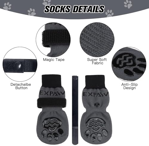6PCS Anti Slip Dog Socks to Prevent Licking Paws (Small (6 Count) / Black and Grey)