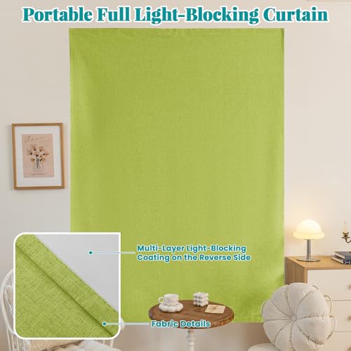 100% Blackout Adhesive Blackout Curtains (52"W x 84"L (Pack of 1) / Fruit Green)