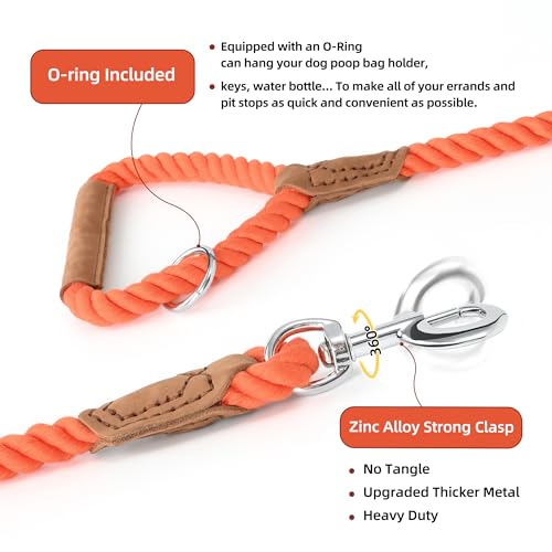 Dog Leash Braided Cotton Rope w (Orangeade / 60 Inch-1/2")