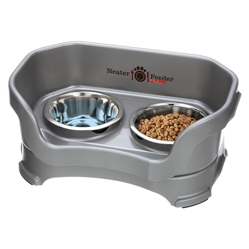 Neater Feeder Deluxe Mess Proof Cat Bowls Elevated (Cat with Standard Bowl / Gunmetal Grey)