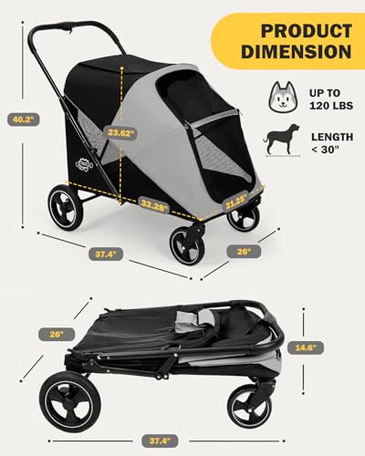 Dog Stroller for Large & Medium Dogs (Large_Walk In)