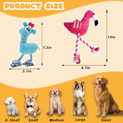 2 Pack Plush Dog Toys with Rope