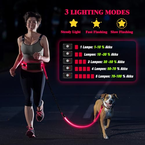Light Up Waist Leash for Dog Walking (Pink)