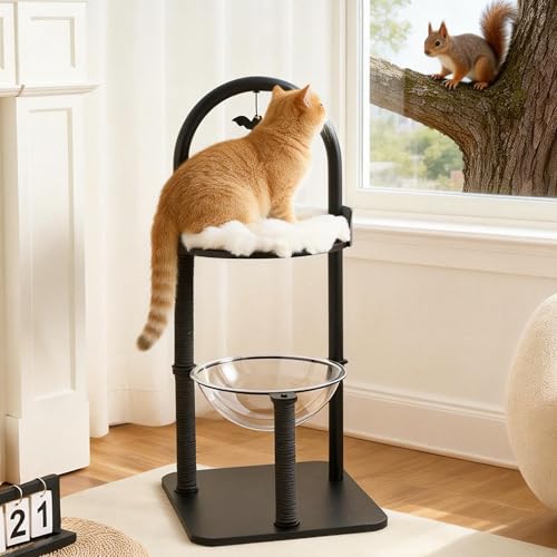 34" Modern Cat Tree Furniture for Indoor Small & Medium Cats (Classic Black-34")