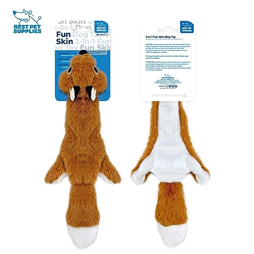 2-in-1 Stuffless Squeaky Dog Toy - Fox, Raccoon, Small (Multicolor/Raccoon & Fox / Small)