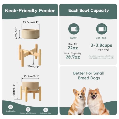 Ceramic Dog Bowls Elevated (Greige)