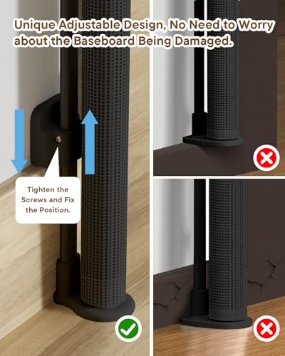 Extra Wide Retractable Baby Gate 71" Wide Fits Large Opening Black (Black / 34" Tall x 71" Wide)