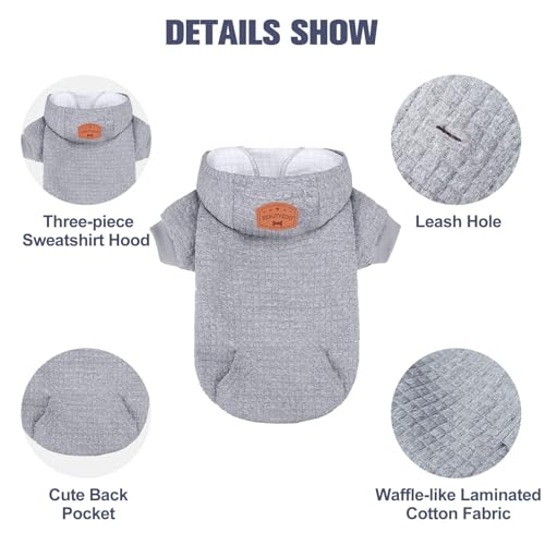 Dog Hoodies Sweater for Small Dogs (Grey / XS (Back: 10",Chest: 14", Neck: 8.7"))