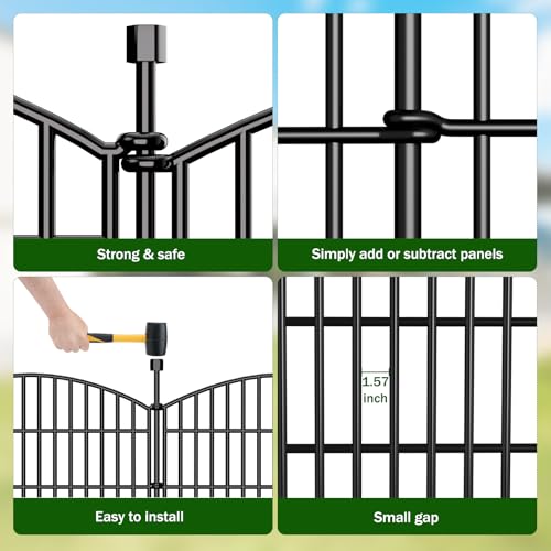 5 Panel No Dig Decorative Garden Fence 32" H x 11.8'L Outdoor Dog Barrier (32 in(H) X 11.8 ft(L))