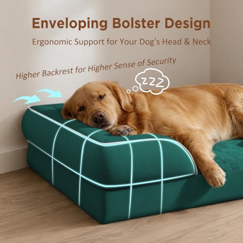 Waterproof Orthopedic Dog Bed for Medium Size Dog (30.0"L x 20.0"W x 7.0"Th / Emerald)