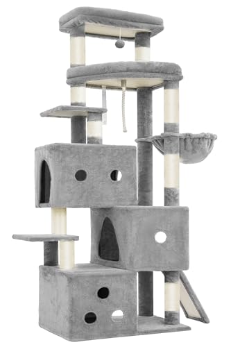 Cat Tree, 74-Inch Streamlined Cat Tower for Large Cats HCT061W (74 inch / Light Gray)