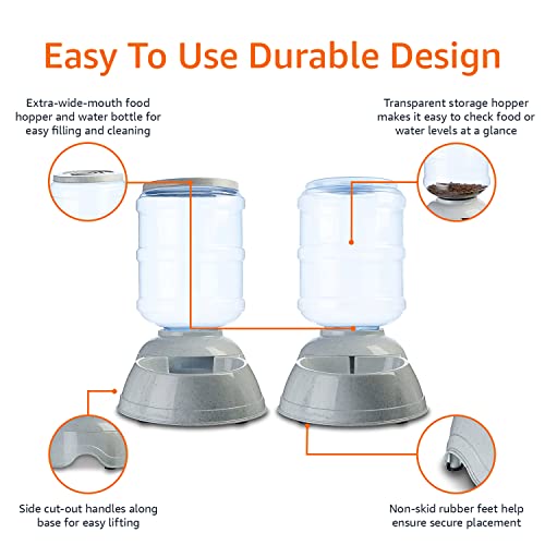 Large Capacity Automatic Pet Water Dispenser and Gravity Feeder Set (Waterer + Feeder / Large)
