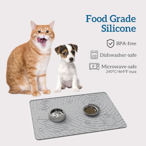 Galaxy Pet Feeding Mat (18.9"L x 11.8"W / Ash Light Grey)