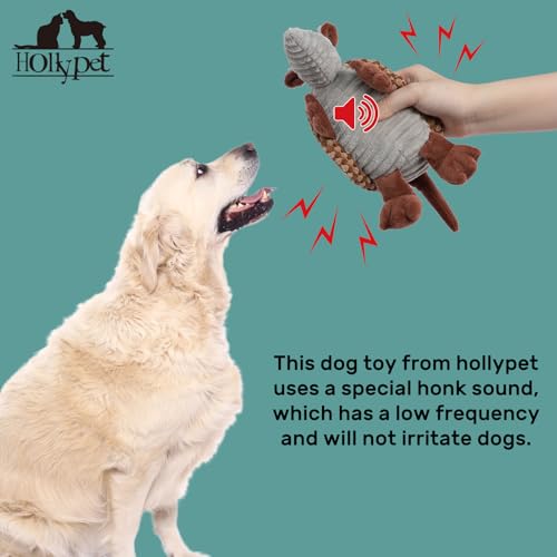 Armadillo Squeaky Puppy Dog Toys for Small Medium Dogs (8 IN / Brown and Bronze)